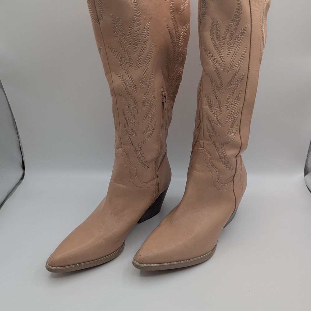 Call It Spring Womens Peach Western Embroidered Tall Cowboy Boots Size 7.5